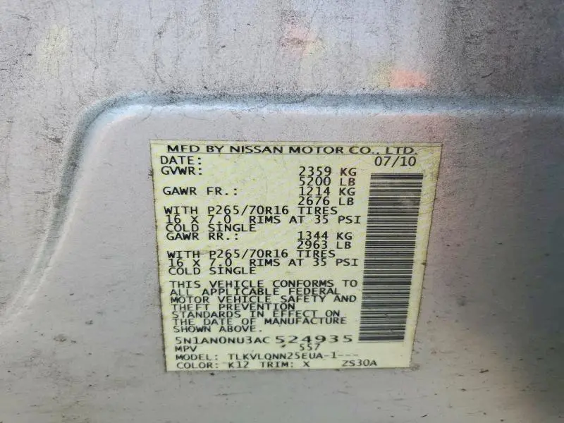 2010 NISSAN XTERRA X  