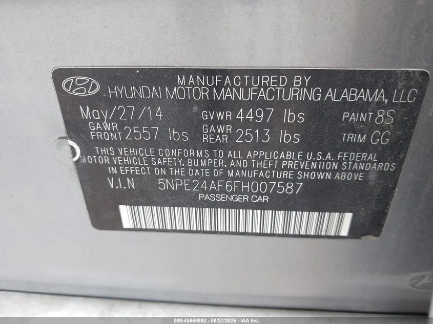 2015 HYUNDAI SONATA SE