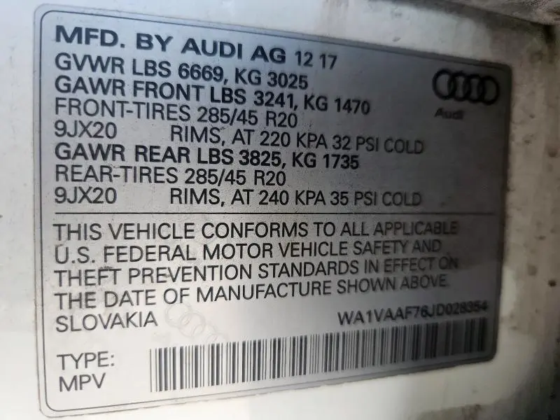 2018 AUDI Q7 PRESTIGE  