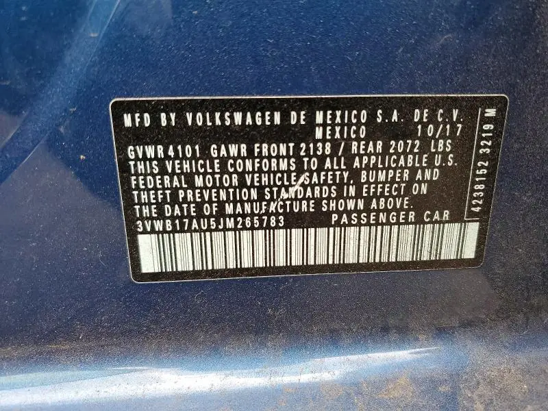 2018 VOLKSWAGEN GOLF S  