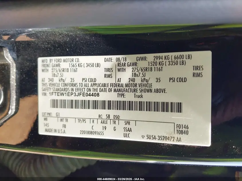 2018 FORD F-150 XLT