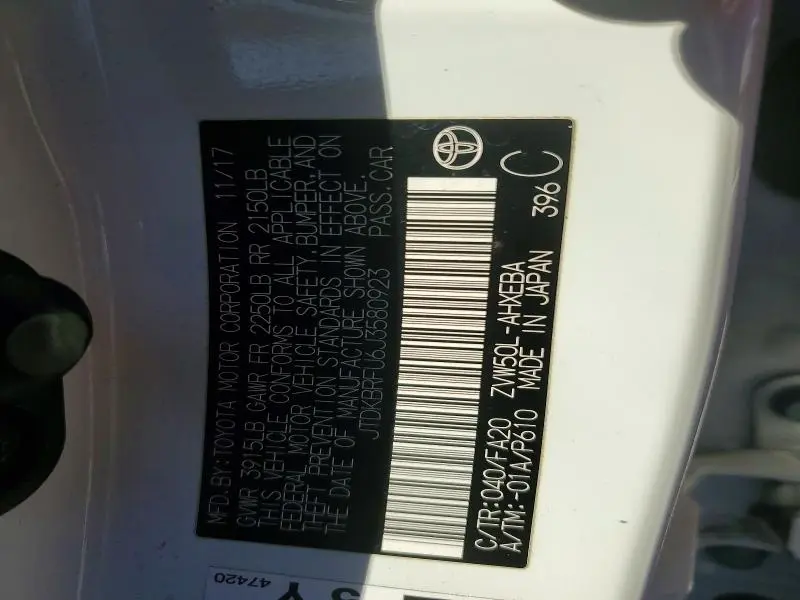 2018 TOYOTA PRIUS TWO  