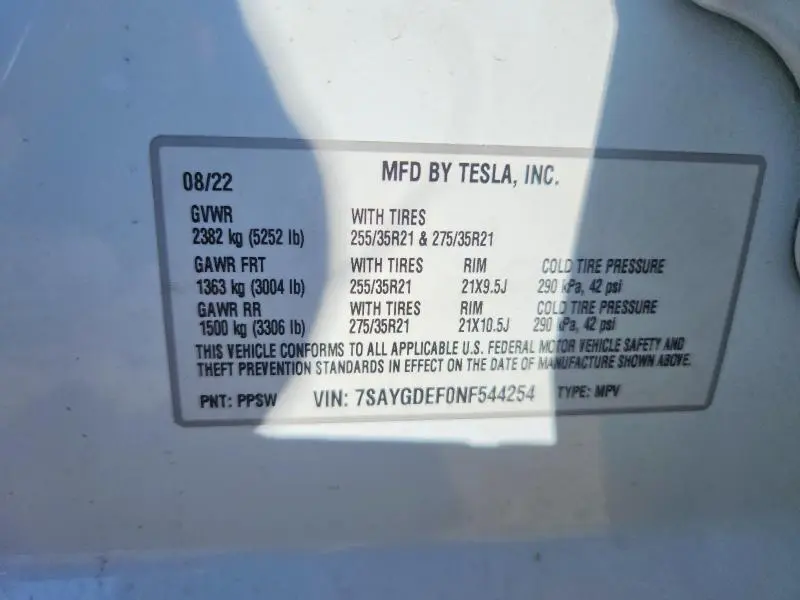 2022 TESLA MODEL Y   