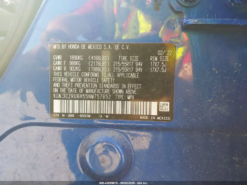 2022 HONDA HR-V AWD EX