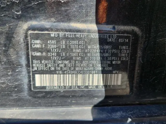 2014 SUBARU OUTBACK 2.5I LIMITED  