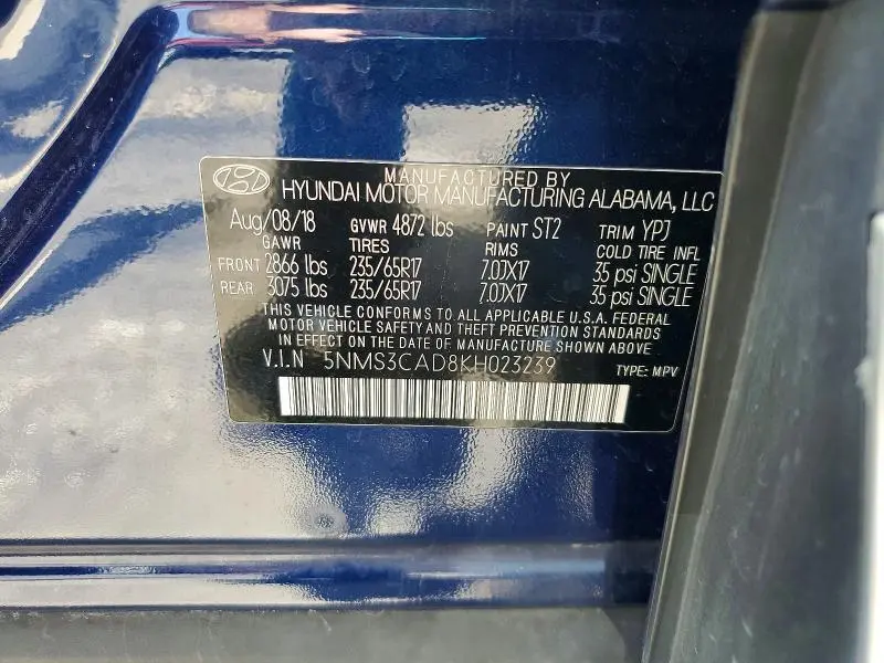 2019 HYUNDAI SANTA FE SEL 2.4L  
