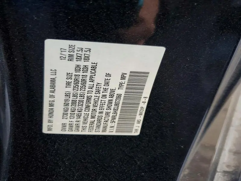 2018 HONDA ODYSSEY TOURING  