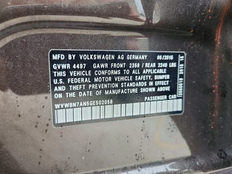 2016 VOLKSWAGEN CC BASE  