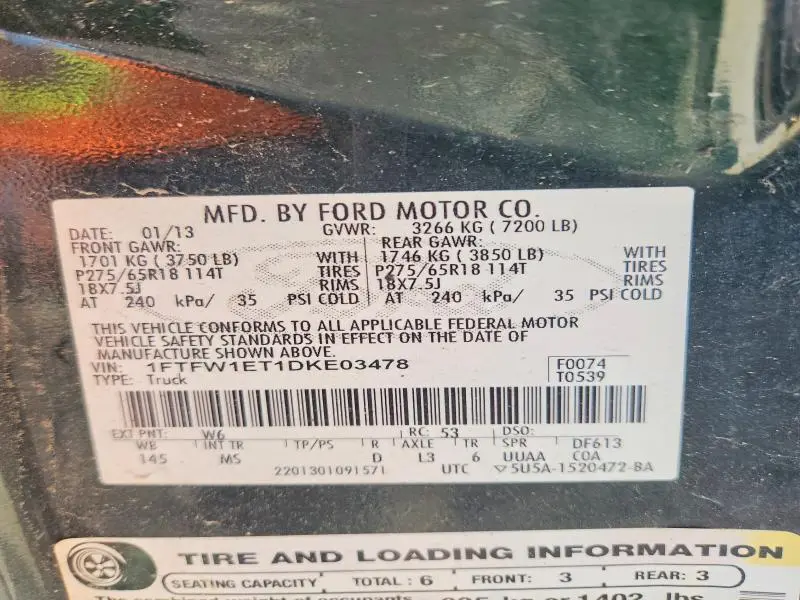 2013 FORD F150 SUPERCREW  