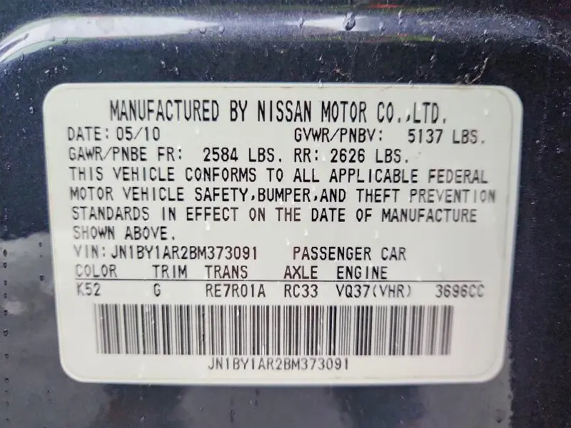 2011 INFINITI M37 X  
