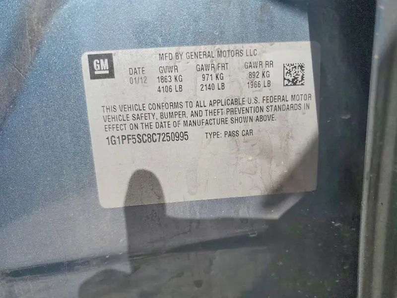 2012 CHEVROLET CRUZE LT  