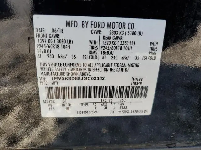 2018 FORD EXPLORER XLT  