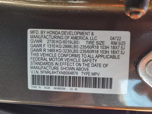 2022 HONDA ODYSSEY EXL  