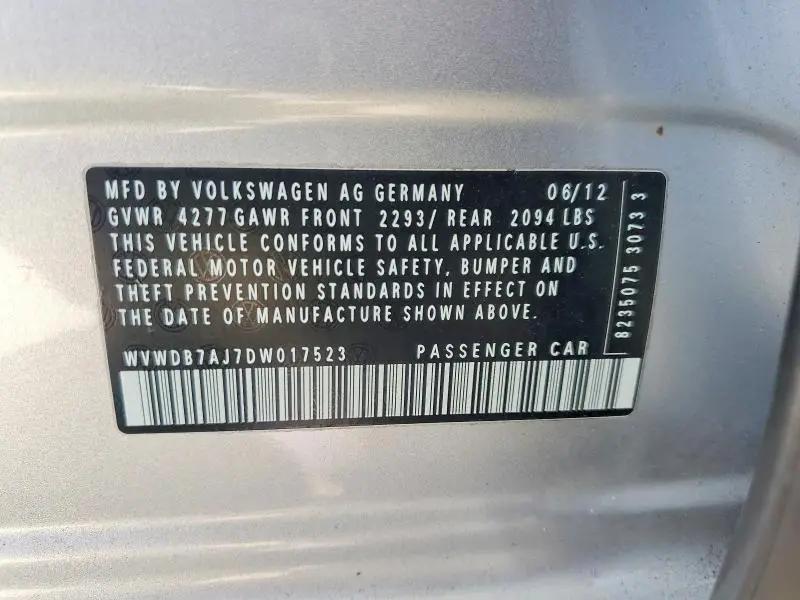 2013 VOLKSWAGEN GOLF   