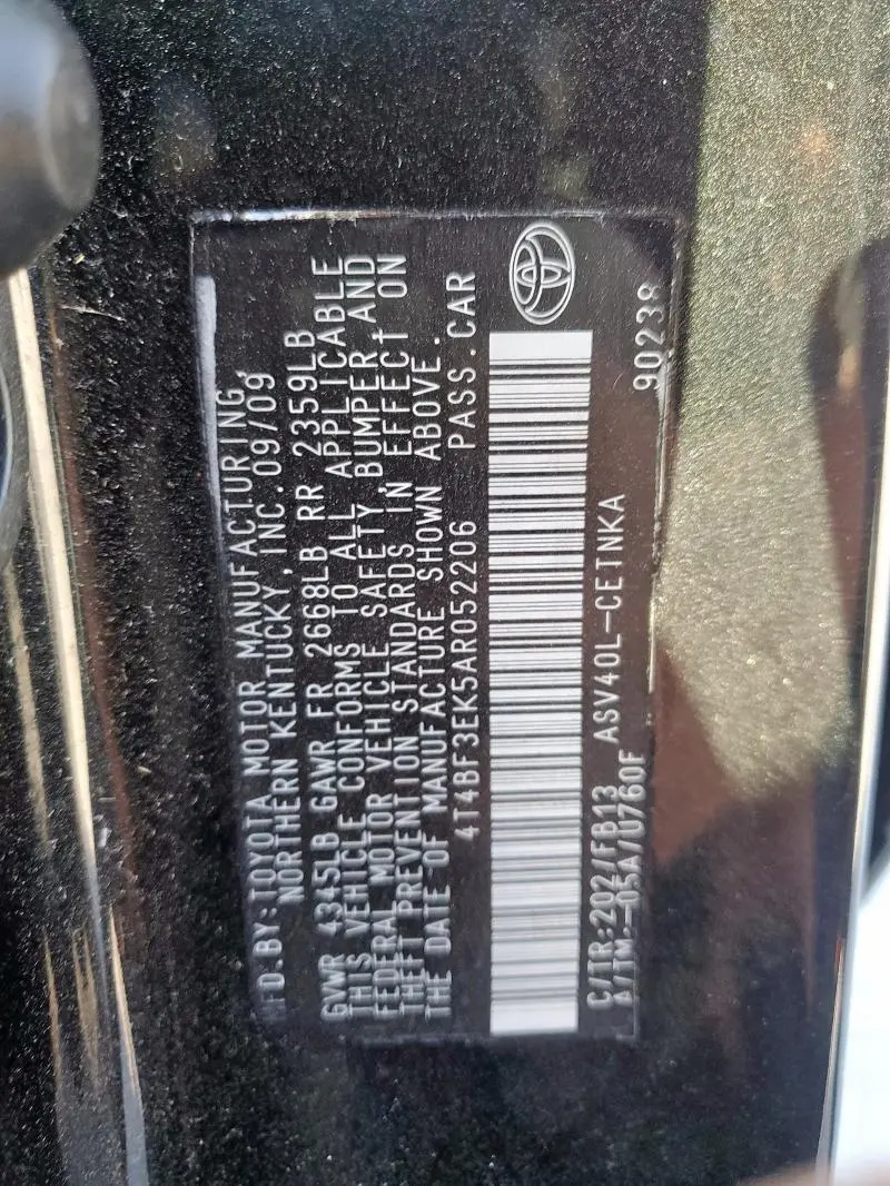 2010 TOYOTA CAMRY BASE  