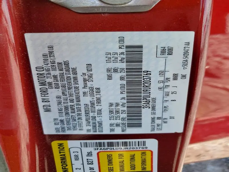 2018 FORD FUSION SE HYBRID  
