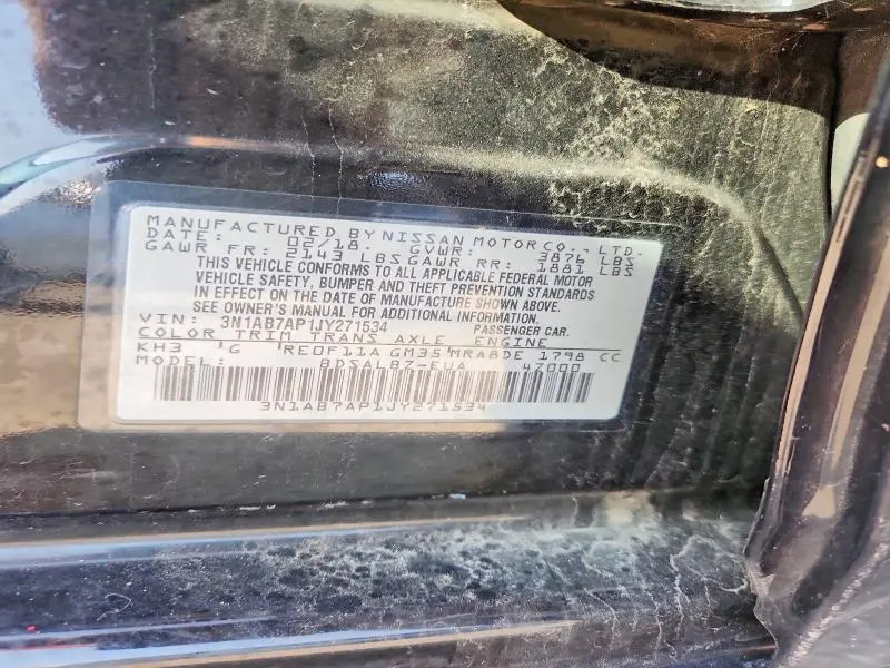 2018 NISSAN SENTRA S  