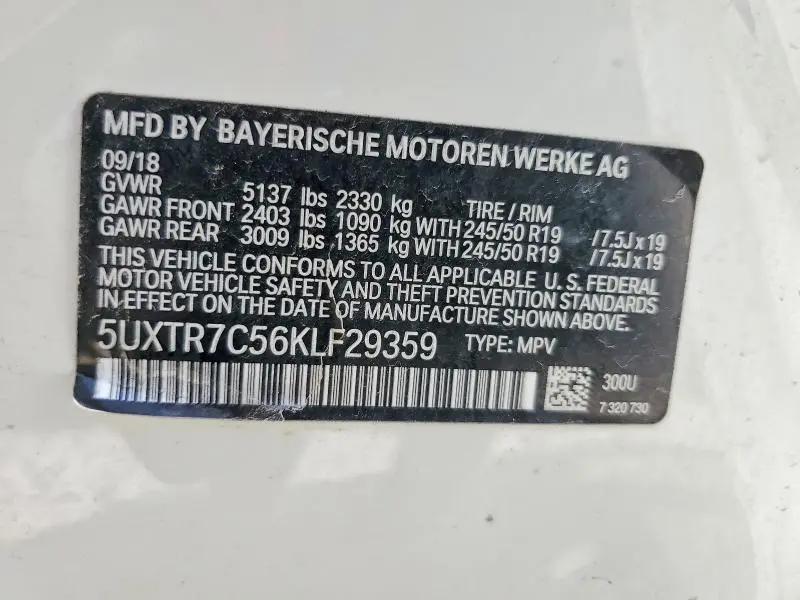 2019 BMW X3 SDRIVE30I  