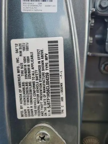2012 HONDA CROSSTOUR EXL  
