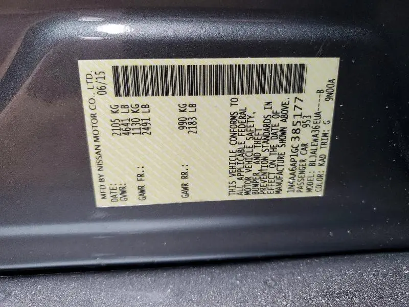 2016 NISSAN MAXIMA 3.5 SL  