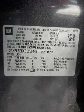 2016 GMC TERRAIN SLE  