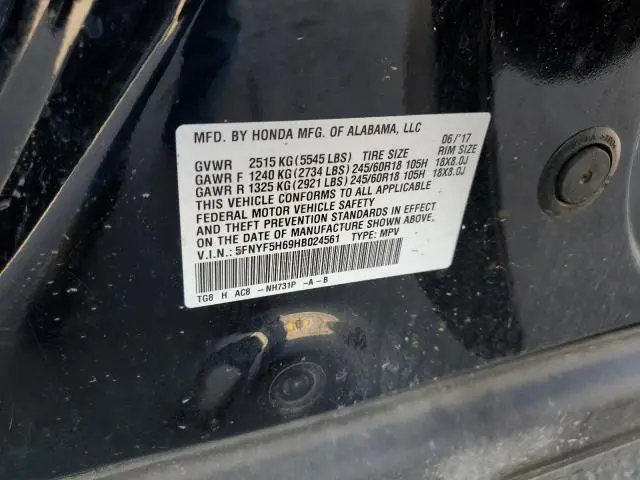 2017 HONDA PILOT EXL  