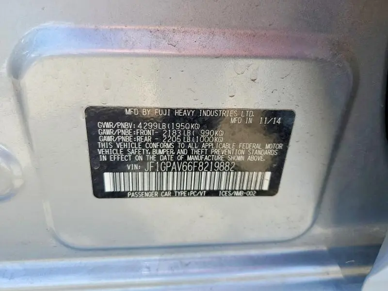 2015 SUBARU IMPREZA SPORT LIMITED  