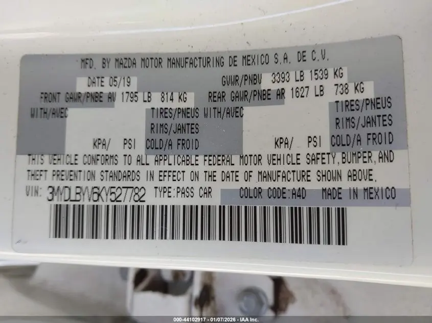 2019 TOYOTA YARIS LE