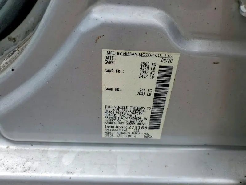 2020 NISSAN ALTIMA SV  