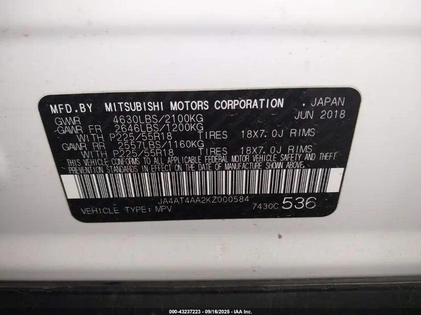 2019 MITSUBISHI ECLIPSE CROSS LE