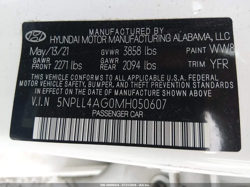 2021 HYUNDAI ELANTRA SE