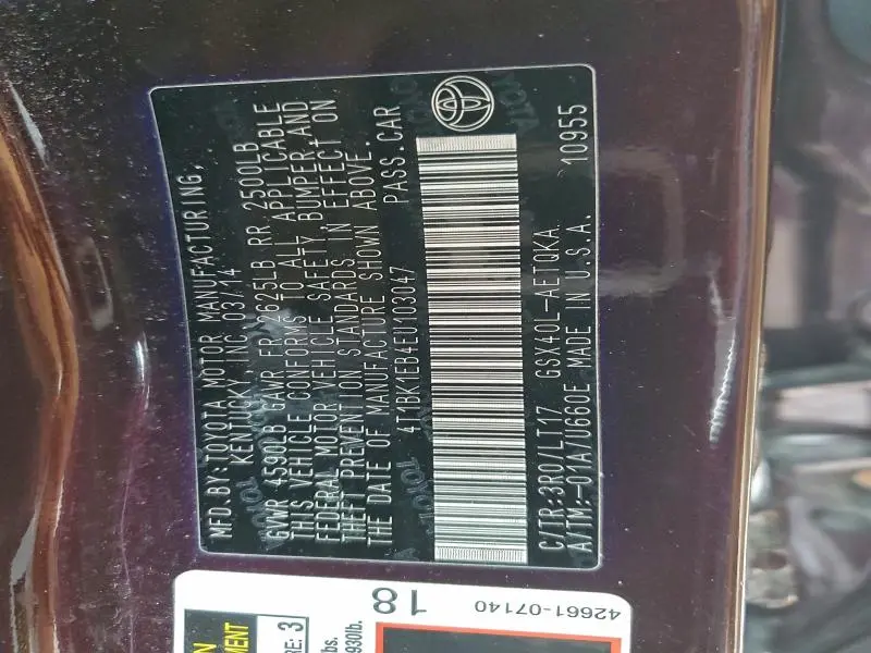 2014 TOYOTA AVALON BASE  