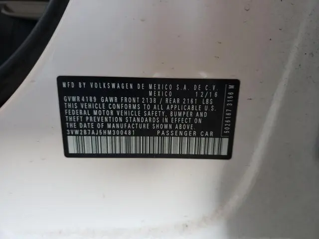 2017 VOLKSWAGEN JETTA S