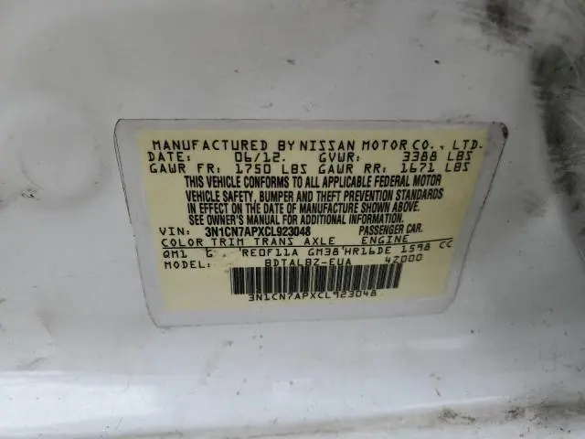 2012 NISSAN VERSA S  