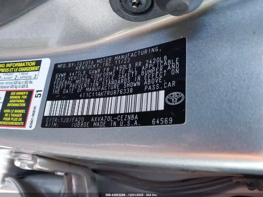 2024 TOYOTA CAMRY LE