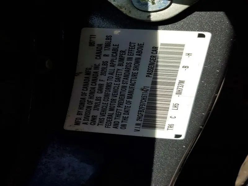 2012 HONDA CIVIC EXL  