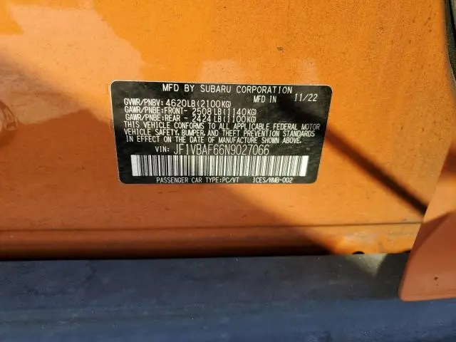 2022 SUBARU WRX PREMIUM  