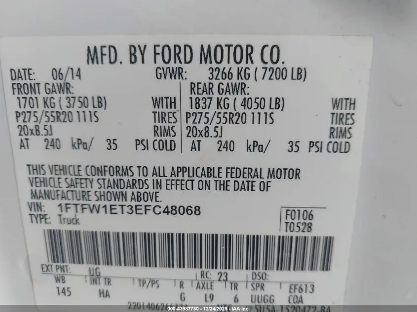 2014 FORD F-150 LARIAT