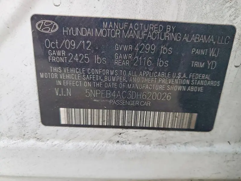 2013 HYUNDAI SONATA GLS  