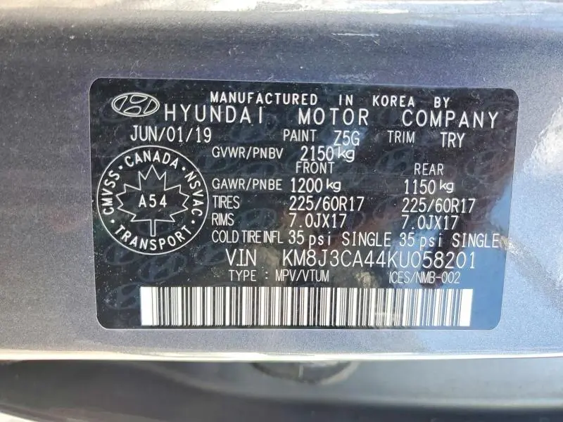 2019 HYUNDAI TUCSON SE  
