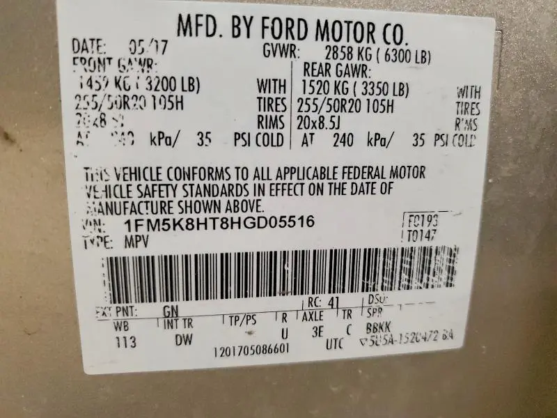 2017 FORD EXPLORER PLATINUM  
