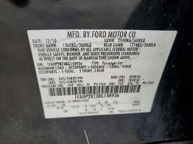 2011 FORD TAURUS SHO  