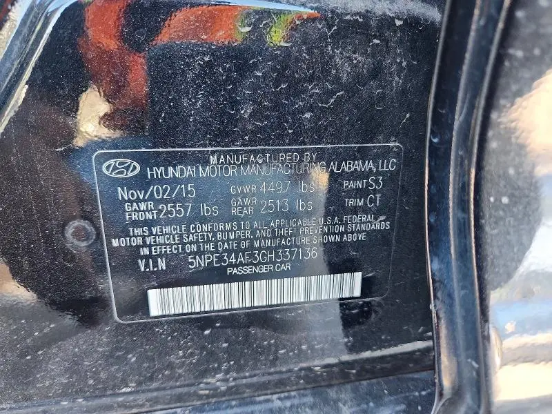 2016 HYUNDAI SONATA LIMITED  
