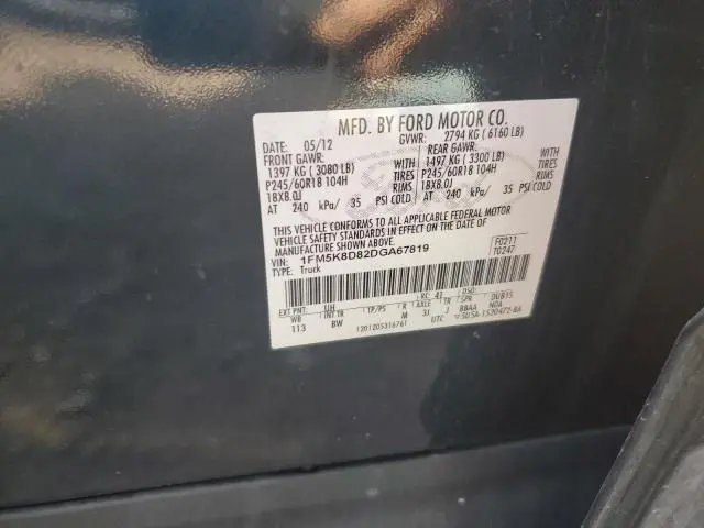 2013 FORD EXPLORER XLT  