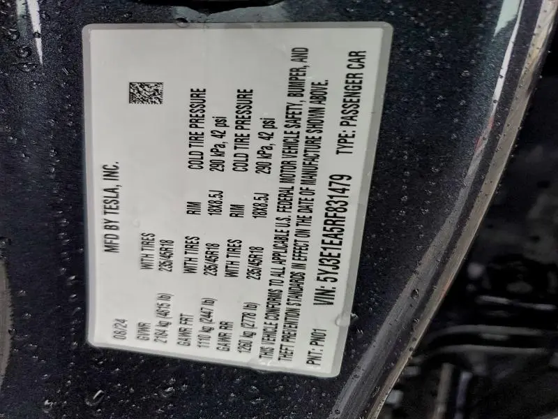 2024 TESLA MODEL 3   