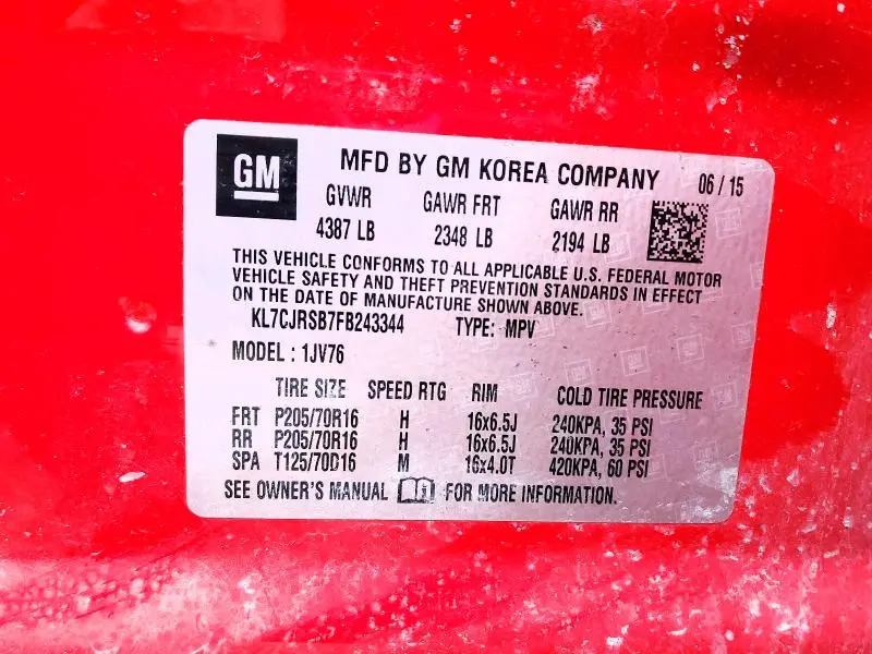 2015 CHEVROLET TRAX 1LT  