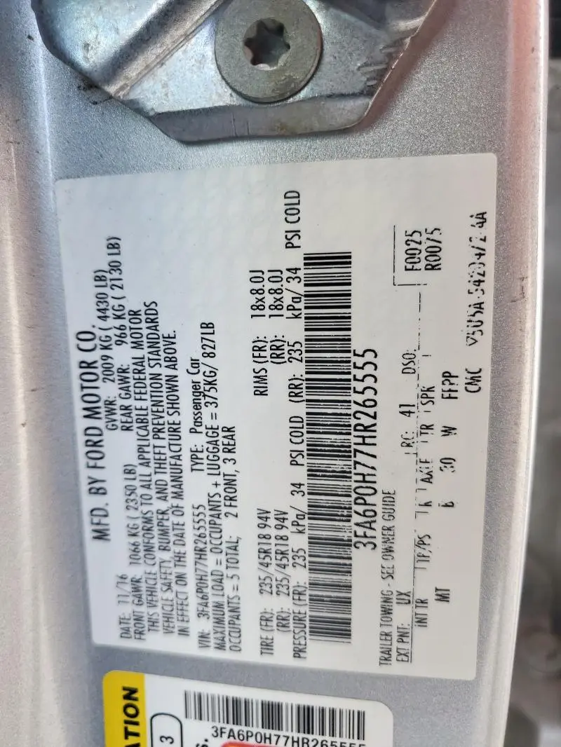2017 FORD FUSION SE  