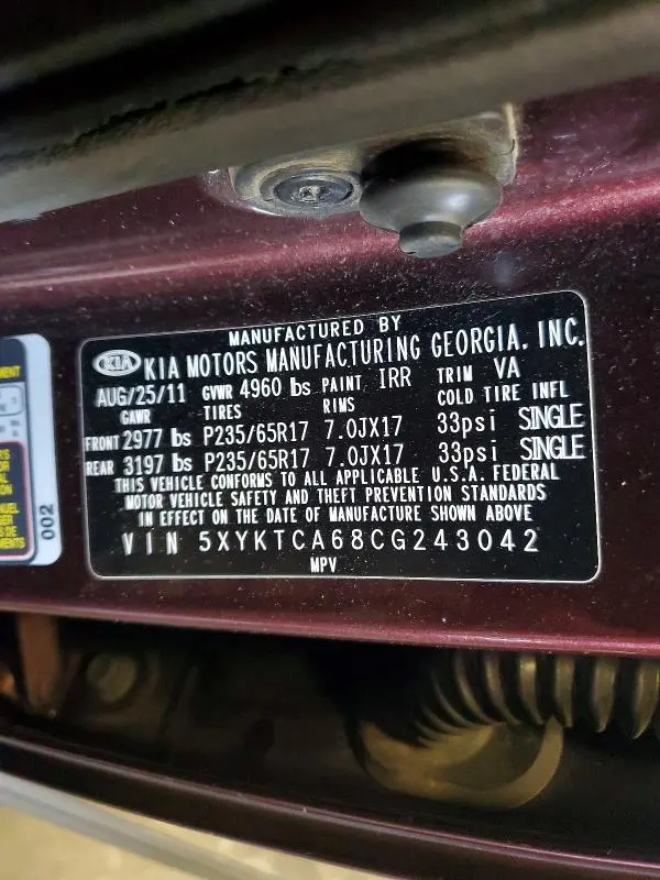 2012 KIA SORENTO LX  