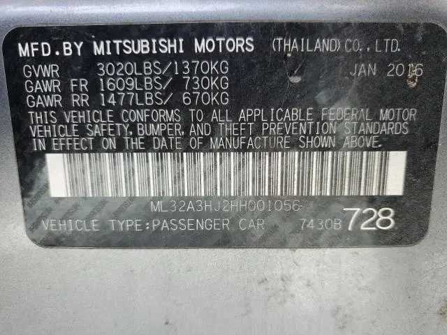 2017 MITSUBISHI MIRAGE ES