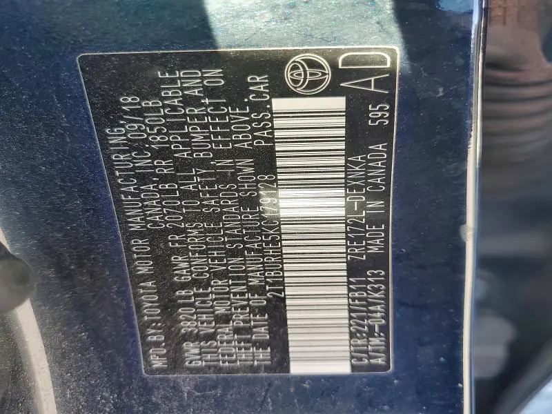 2019 TOYOTA COROLLA LE  